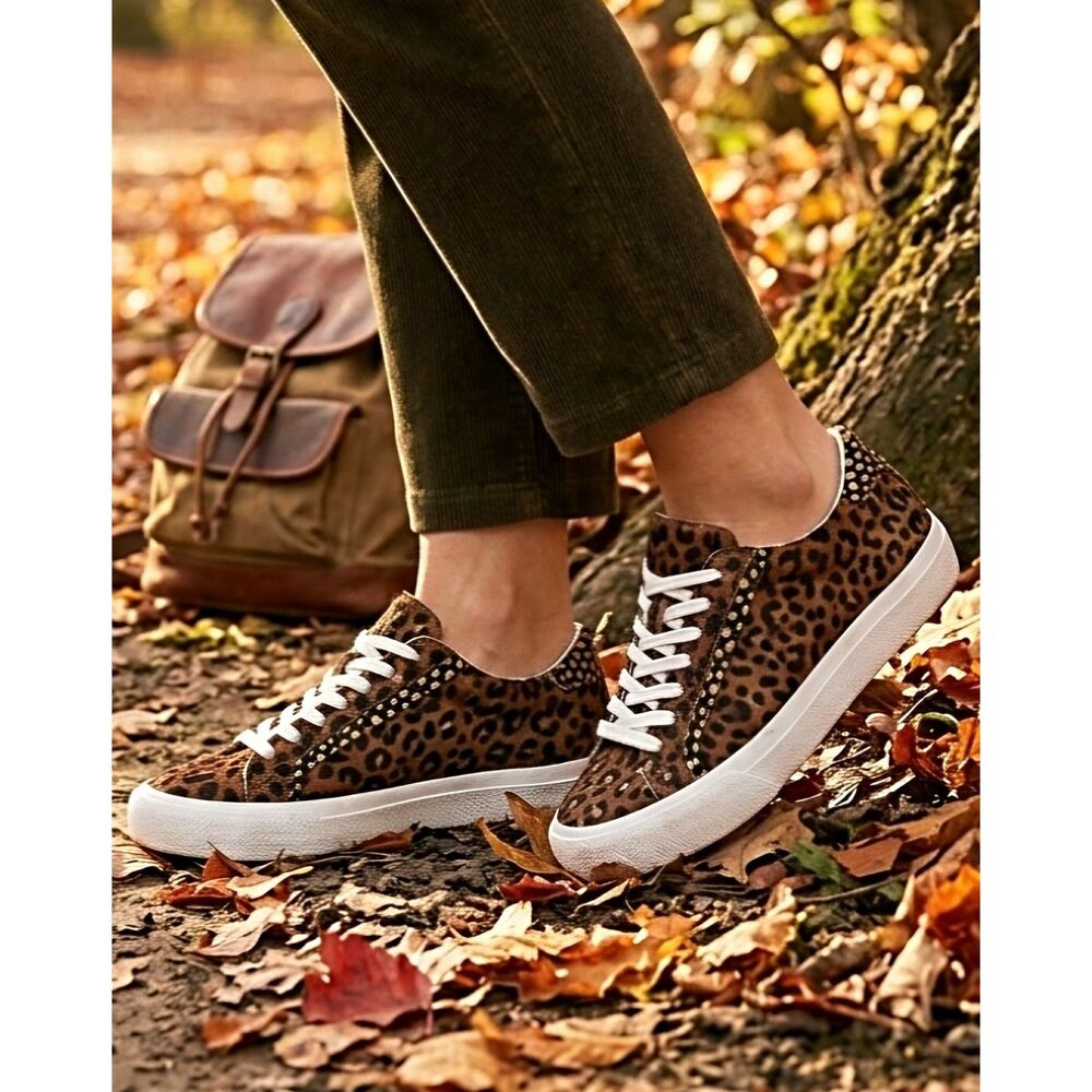 Madewell Sidewalk Low-Top Sneakers in Painted Leopard Calf Hair Size 7M